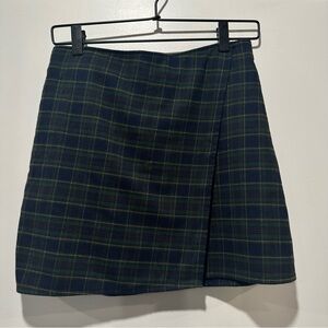 Hollister Tartan Mini Skirt - Navy and Green